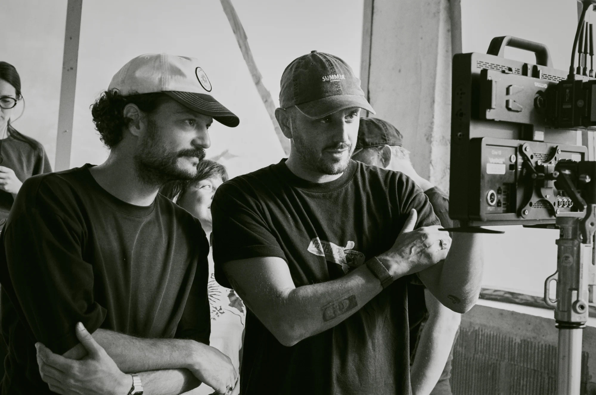 Mathis and Jonathan on set